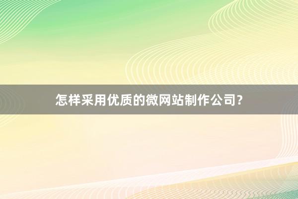 怎样采用优质的微网站制作公司？